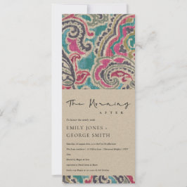 INVITACIÓN MODA KRAFT BOHO IKAT TRIBAL PATRÓN MAÑANA DESPUÉS