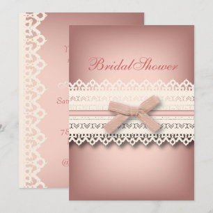 Invitación Moda Lace Cute Bow Pink kawaii ducha de novia