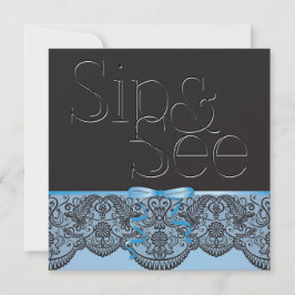 Invitación Moda Lace negro y Sip azul y ver 2