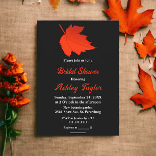Invitación Moda Las Hojas Rojas Negra Y Blanca Caen En La Duc