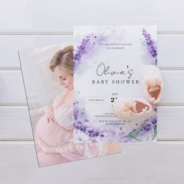 Invitación Moda Lavanda moderna Foto Baby Shower (Subido por el creador)