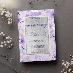 Invitación Moda lavanda rosa orquídea de plata Boda floral