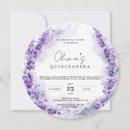 Invitación Moda Lavender acuarela Foto moderna Quinceanera