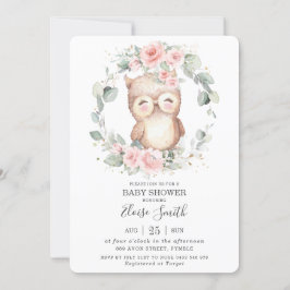 Invitación Moda Lechuza Azul Rosa Verde Floral Baby Shower