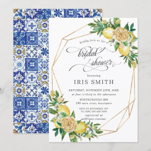 Invitación Moda Lemon Floral Greeneration Geométric Bridal Sh