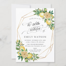 Invitación Moda Lemon Floral Greenery Geométrico 50 cumpleaño