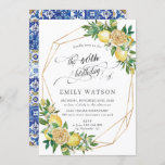 Invitación Moda Lemon Floral Greenery Geométrico Cumpleaños<br><div class="desc">En esta moderna carta de invitación a la fiesta de cumpleaños del verano se incluye un marco geométrico de oro adornado con limones acuarelas, flores amarillas y follaje verde. Diseñado para coincidir con nuestra colección de bodas mediterráneos de limón. Personalízalo con tus detalles de forma fácil y rápida, simplemente pulsa...</div>