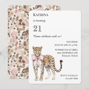 Invitación Moda Leopard Pink Bow Cumpleaños