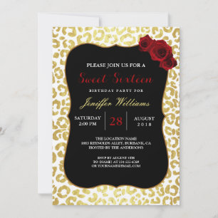 Invitación Moda Leopardo Blanco Oro Moderno Jaguar Cheetah