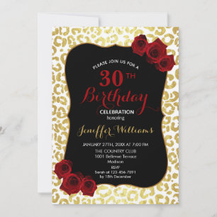 Invitación Moda Leopardo Blanco Oro Moderno Jaguar Cheetah