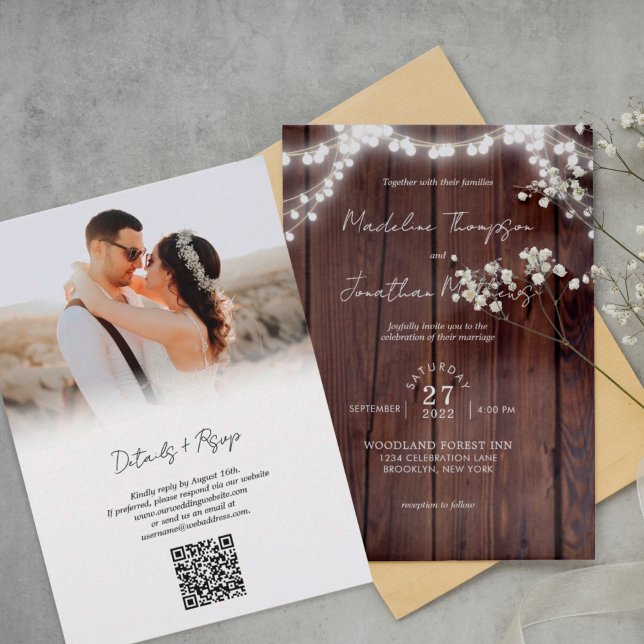 Invitación Moda Leyenda de cadena de madera Boda de foto Códi (Subido por el creador)