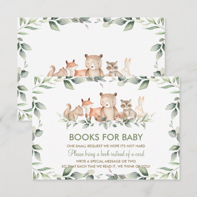 Invitación Moda Libros de vegetación para bebé de animales de (Anverso / Reverso)