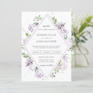 Invitación Moda Lilac blanda Morado Floral Boda I
