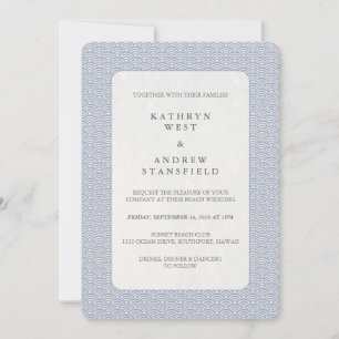 Invitación Moda Lilac-Blue + Blanco Boda de patrón de onda pe