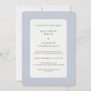 Invitación Moda Lilac-Blue + Blanco Boda de patrón de onda pe