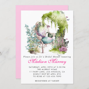 Invitación Moda Lilac Green Floral Garden Silla Bridal Shower