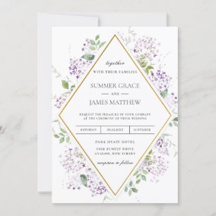 Invitación Moda Lilac suave Boda de vegetación floral púrpura