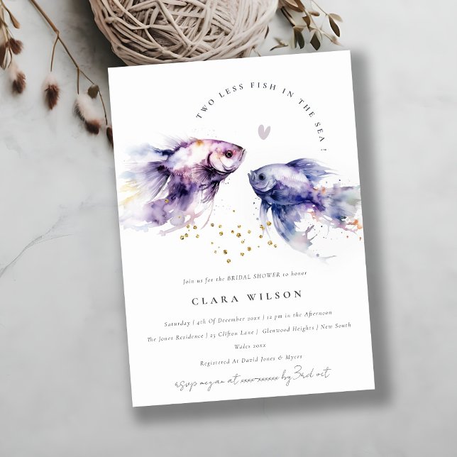 Invitación Moda Lilac Watercolor Pescado Costero Ducha Bridal (Subido por el creador)