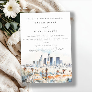 Invitación Moda Los Angeles, California Watercolor Engagement