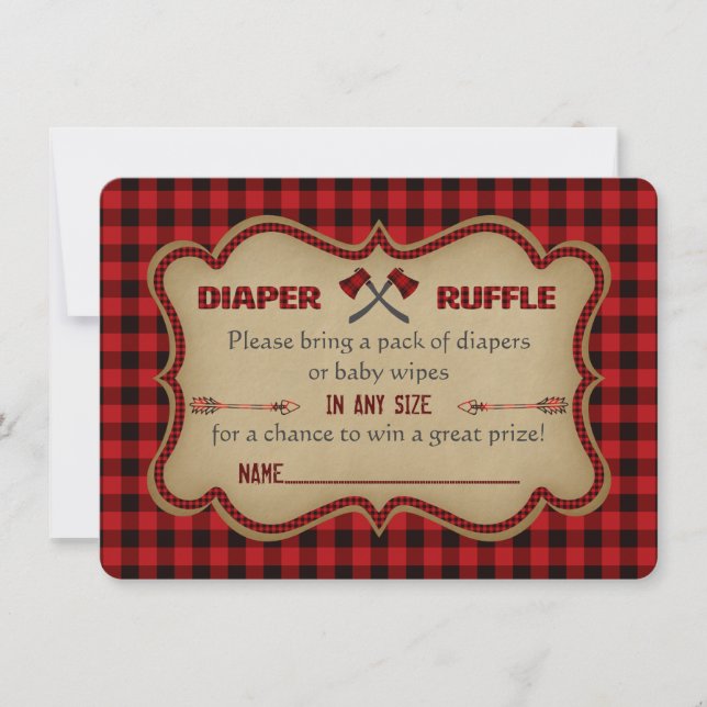 Invitación Moda Lumberjack Hunter Boy Diaper Raffle Ticket (Anverso)