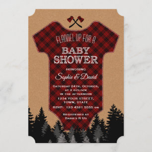 Invitación "Moda Lumberjack Red Buffalo Baby Suit Baby Shower