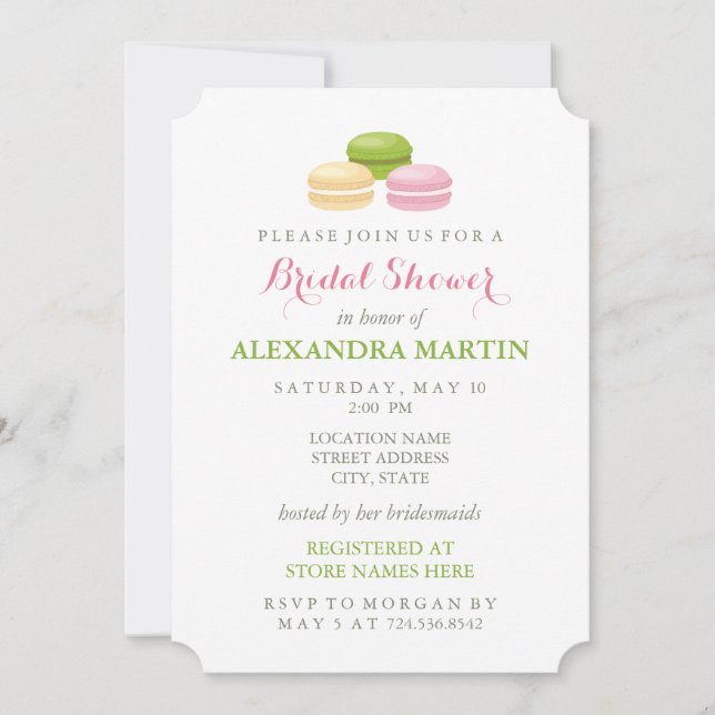 Invitación Moda Macaron Bridal Shower (Anverso)