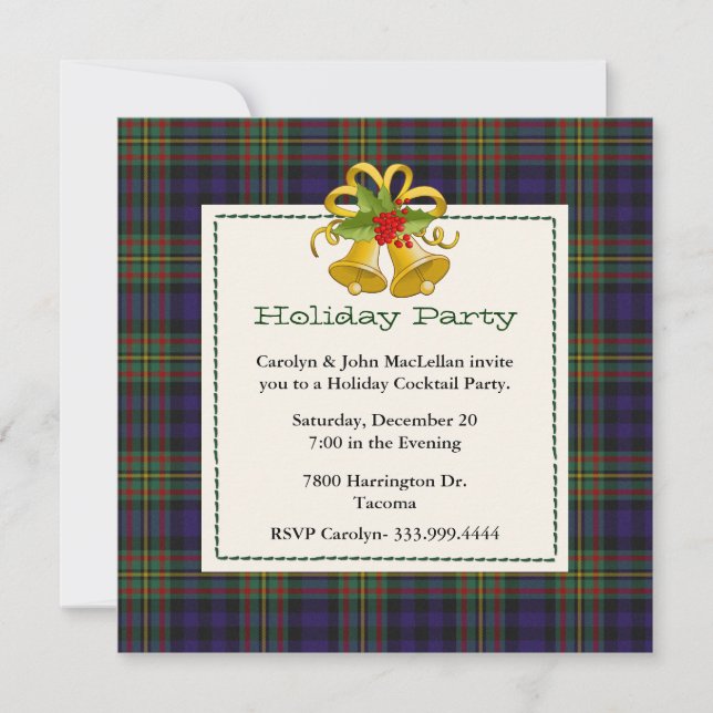 Invitación Moda MacLellan Tartan Plaid Personalizado Fiesta (Anverso)