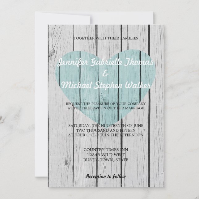 Invitación Moda Madera Rústica Blanca (Anverso)