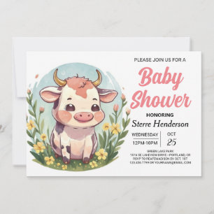 Invitación Moda Magical Bohemian Cow Baby Shower