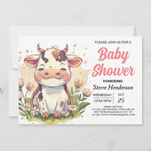 Invitación Moda Magical Farmyard Elegance Cow Baby Shower