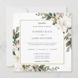Invitación Moda Magnolia Floral Greenery Boda Plaza
