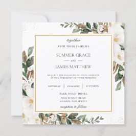 Invitación Moda Magnolia Floral Verdor Boda Plaza en