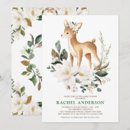 Invitación Moda Magnolia Woodland Deer Neutral Baby Shower