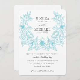 Invitación Moda Magnolia Wreath | Azul pálido | BODA