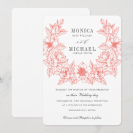 Invitación Moda Magnolia Wreath | Coral | BODA
