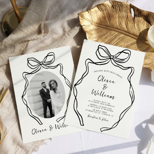 Invitación Moda Mano Moderna Dibujando Un Boda Brillante