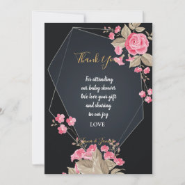 Invitación Moda Marco geométrico negro y oro gracias