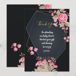 Invitación Moda Marco geométrico negro y oro gracias