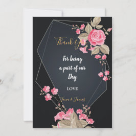 Invitación Moda Marco geométrico negro y oro gracias