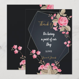 Invitación Moda Marco geométrico negro y oro gracias