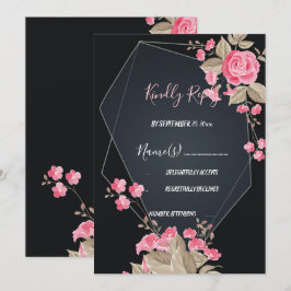 Invitación Moda Marco geométrico negro y oro RSVP