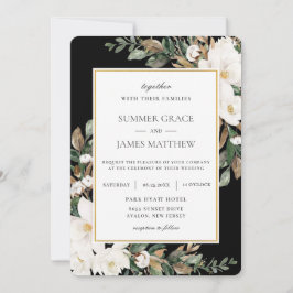 Invitación Moda Marfil Magnolias Boda Floral Algodón