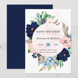 Invitación Moda Marina Rubor Boda Floral Rosa Salva La Fecha