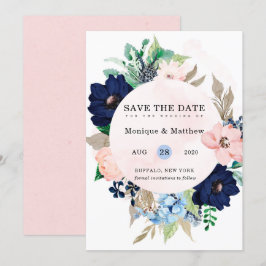 Invitación Moda Marina Rubor Boda Floral Rosa Salva La Fecha