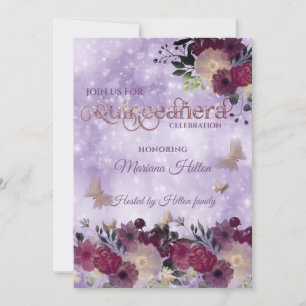 Invitación Moda Mariposa florido jardín Quinceañera lavender