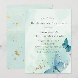 Invitación Moda Mariposas Azules Verde azuladas Bridesmaids L