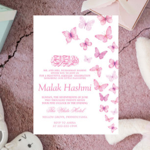 Invitación Moda Mariposas Rosadas Aqiqa Aqeeqah