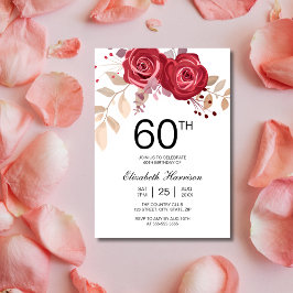 Invitación Moda Maroon Rosa Floral Nacimiento Botánico