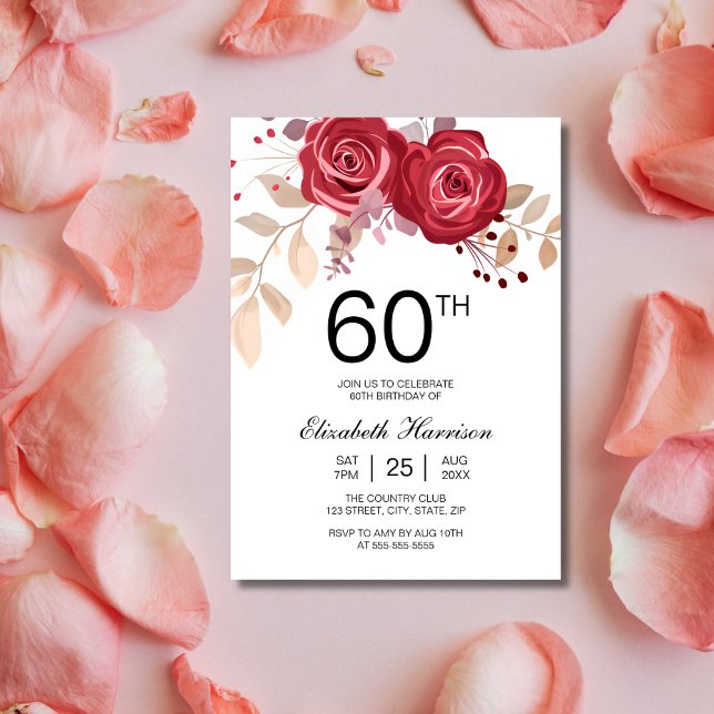 Invitación Moda Maroon Rosa Floral Nacimiento Botánico (Subido por el creador)