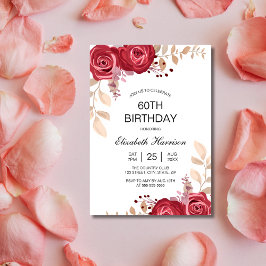 Invitación Moda Maroon Rosa Floral Verdor Cumpleaños